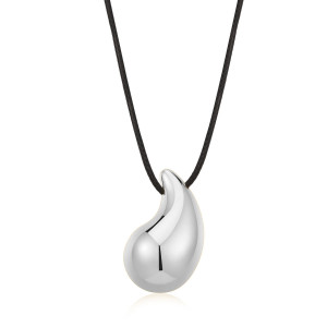 Stainless Steel. Teardrop pendant on cord