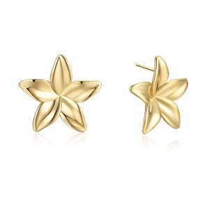 Stainless Steel. Gold plated flower stud earrings