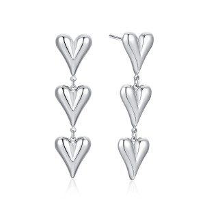 Stainless Steel. Triple tear drop heart earrings