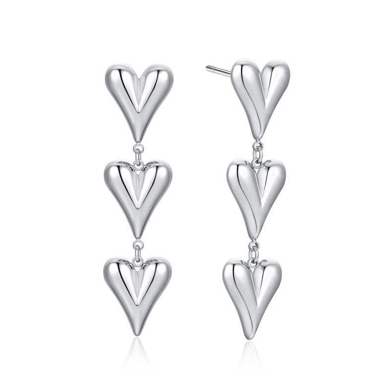 Stainless Steel. Triple tear drop heart earrings