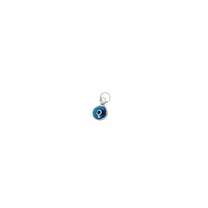 Sterling silver 925° 4mm light blue murano evil eye (mati) pendant.