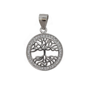 Silver cz tree of life pendant 