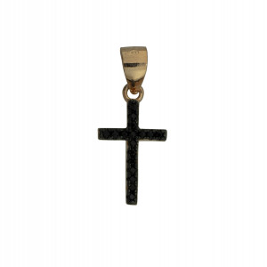 Sterling Silver 925°,rose gold cross with black cz.