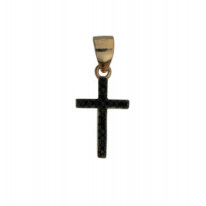 Sterling Silver 925°,rose gold cross with black cz.