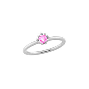 Sterling silver 925° Pink cz ring (October birthstone) multi claw setting