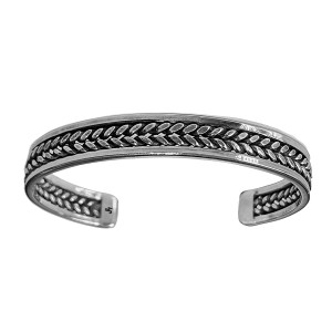 Sterling silver 925, double twist with a flat boarder C bangle bracelet. 10mm wide 2mm thick 70mm diameter.