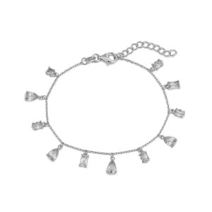 Sterling silver 925 Rhodium with clear cz hanging bracelet