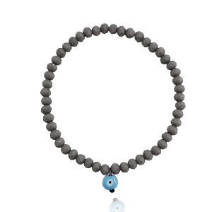 4mm grey bead with blue evil eye