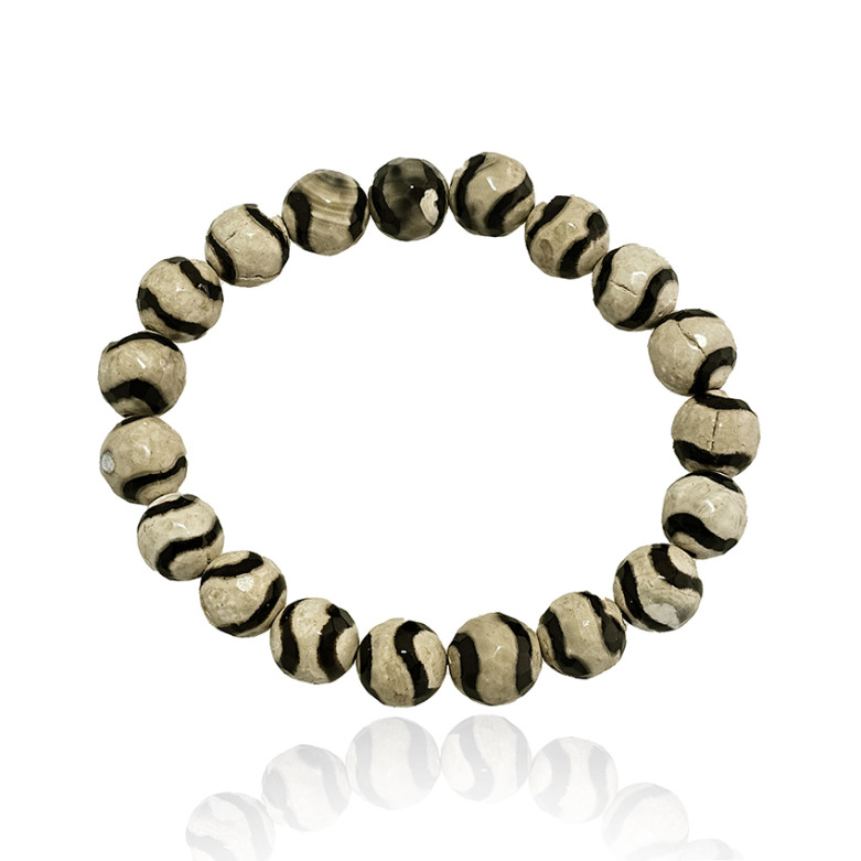 10mm black striped agate bracelet