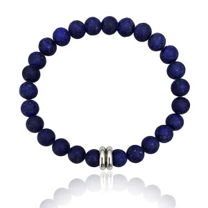 J4 8mm matt synthetic Blue Lapis Stainless Steel stretch bracelet