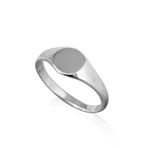 Sterling Silver 925 flat 8mm round signet ring