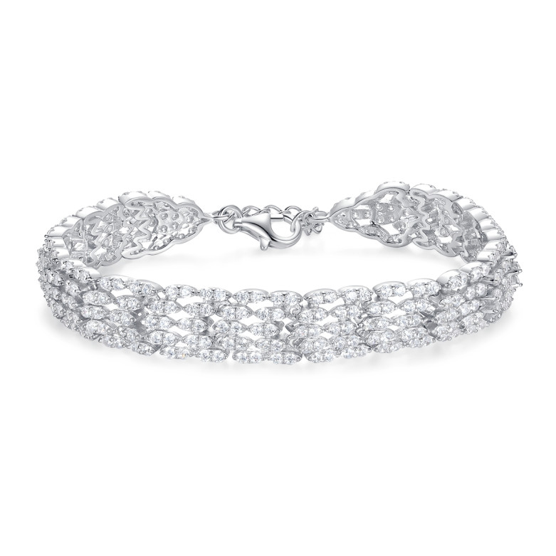 Sterling silver 925°. Five row CZ bracelet