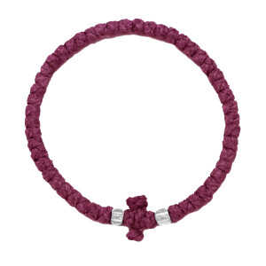 Waxed prayer rope bracelet 3.5mm (komboskini) light purple.clear beads.