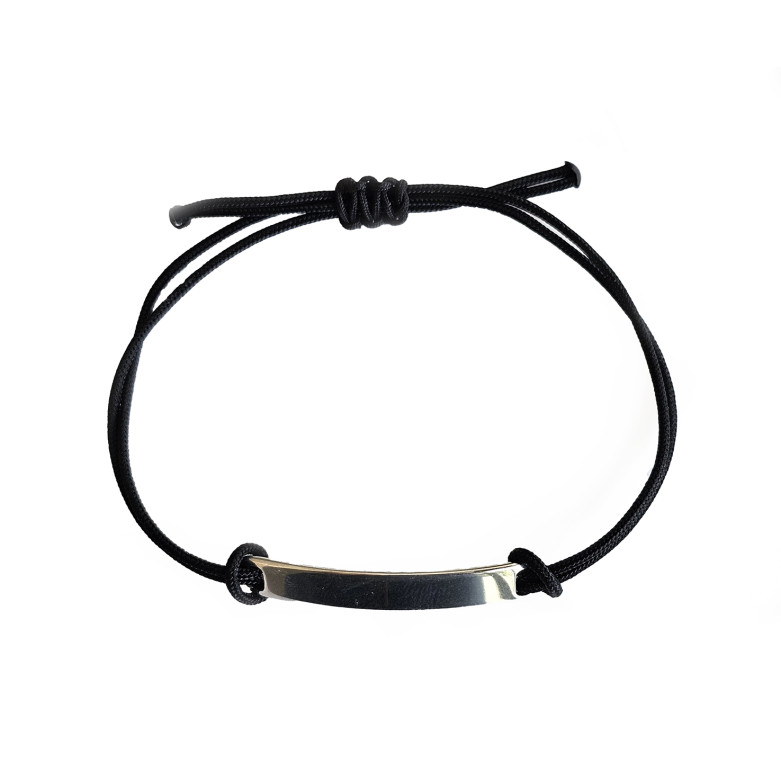 J4 Stainless Steel ID bracelet on a sliding cord 
