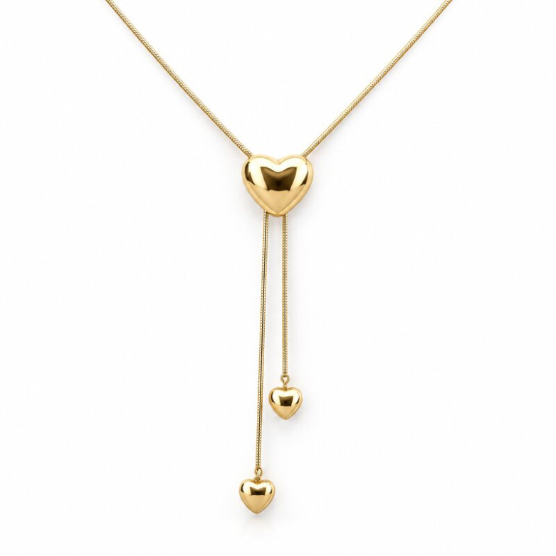 Stainless steel gold plated heart necklace