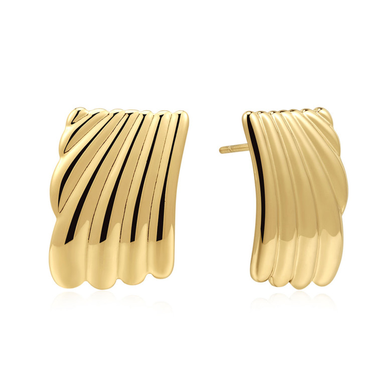 Stainless Steel. Gold plated wings stud earrings