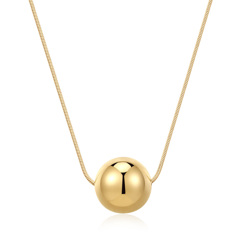 Stainless Steel. Gold plated Sphere pendant on chain