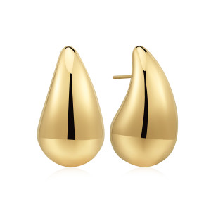 Stainless Steel. 27mm Gold plated Teardrop earrings