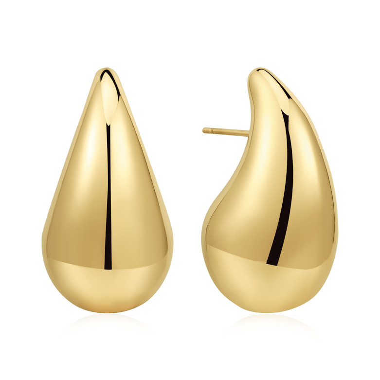 Stainless Steel. 31mm Gold plated Teardrop earrings