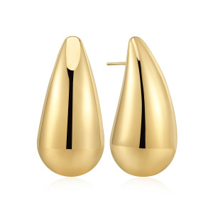 Stainless Steel. 39mm Gold plated Teardrop earrings